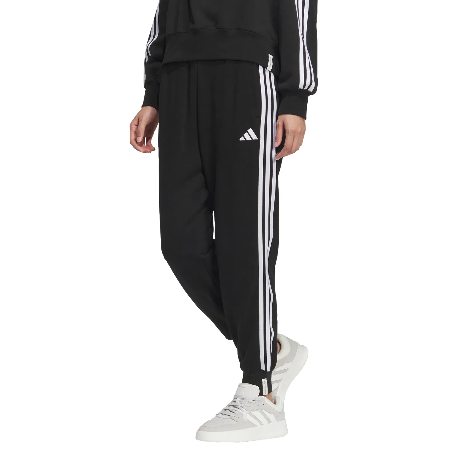 Женские зауженные брюки Essential+ 3S French Terry чёрные от Adidas — фото 4