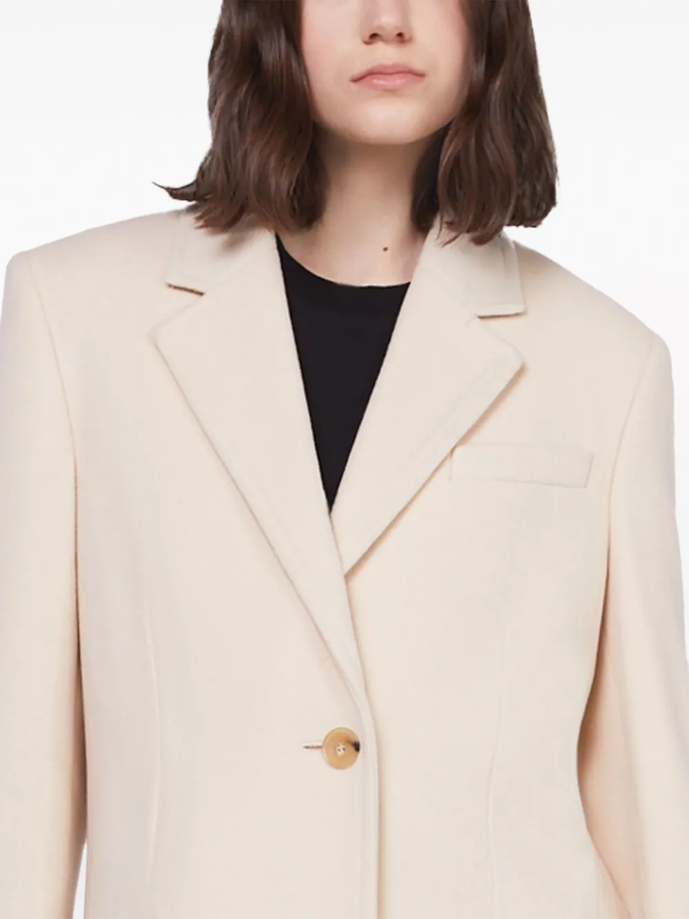 Шерстяное однобортное пальто STELLA MCCARTNEY, нейтральный — фото 4