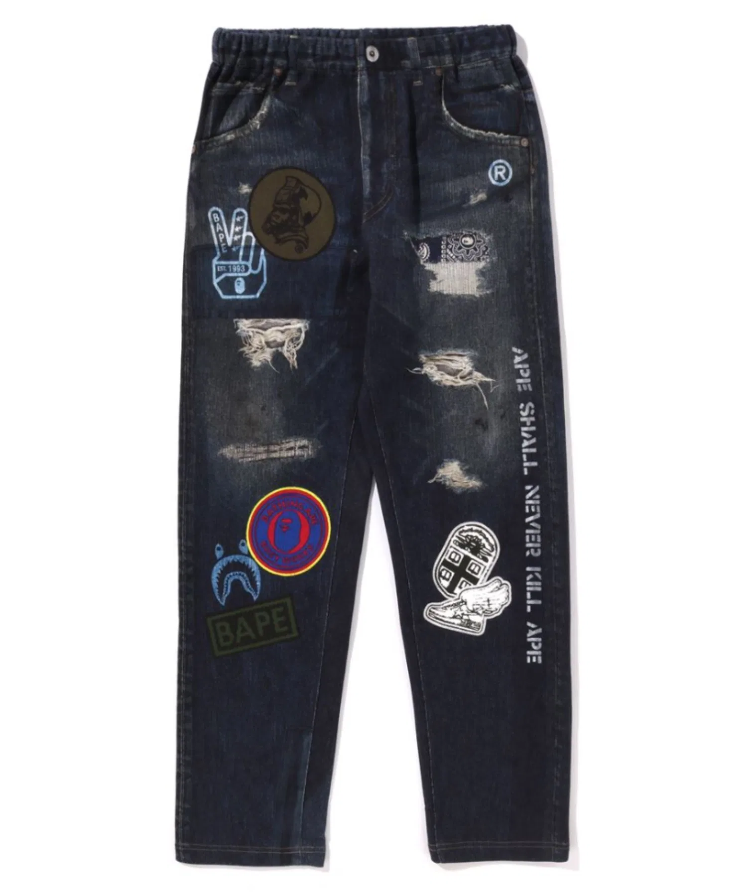 Спортивные штаны BAPE с эмблемой и джинсовым принтом