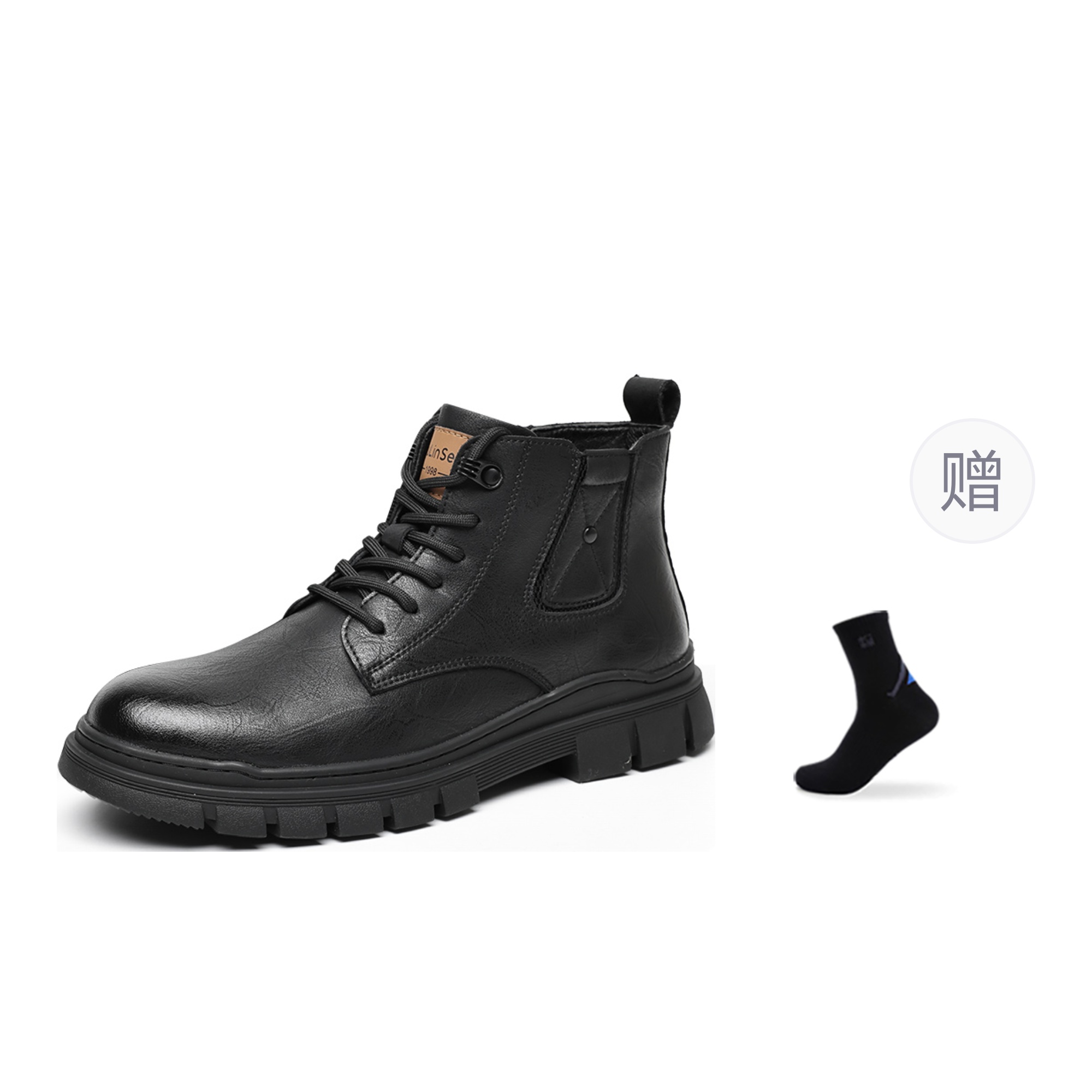 

Mulinsen Мужские черные ботинки Martin Boot с подкладкой из черного флиса, цвет Black Fleece-Lined