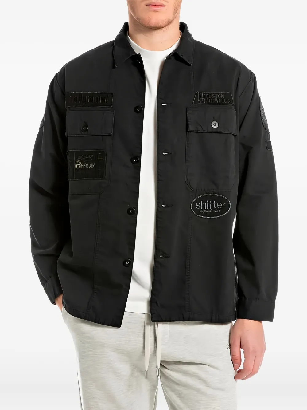 

Рубашка с накладным карманом Replay, черный