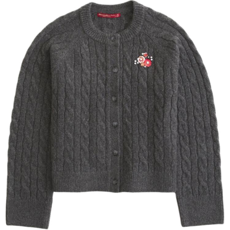 

Коллекция Horse Year Spring Festival Collection SS26, вязаный свитер, женский Abercrombie＆Fitch, темно серый