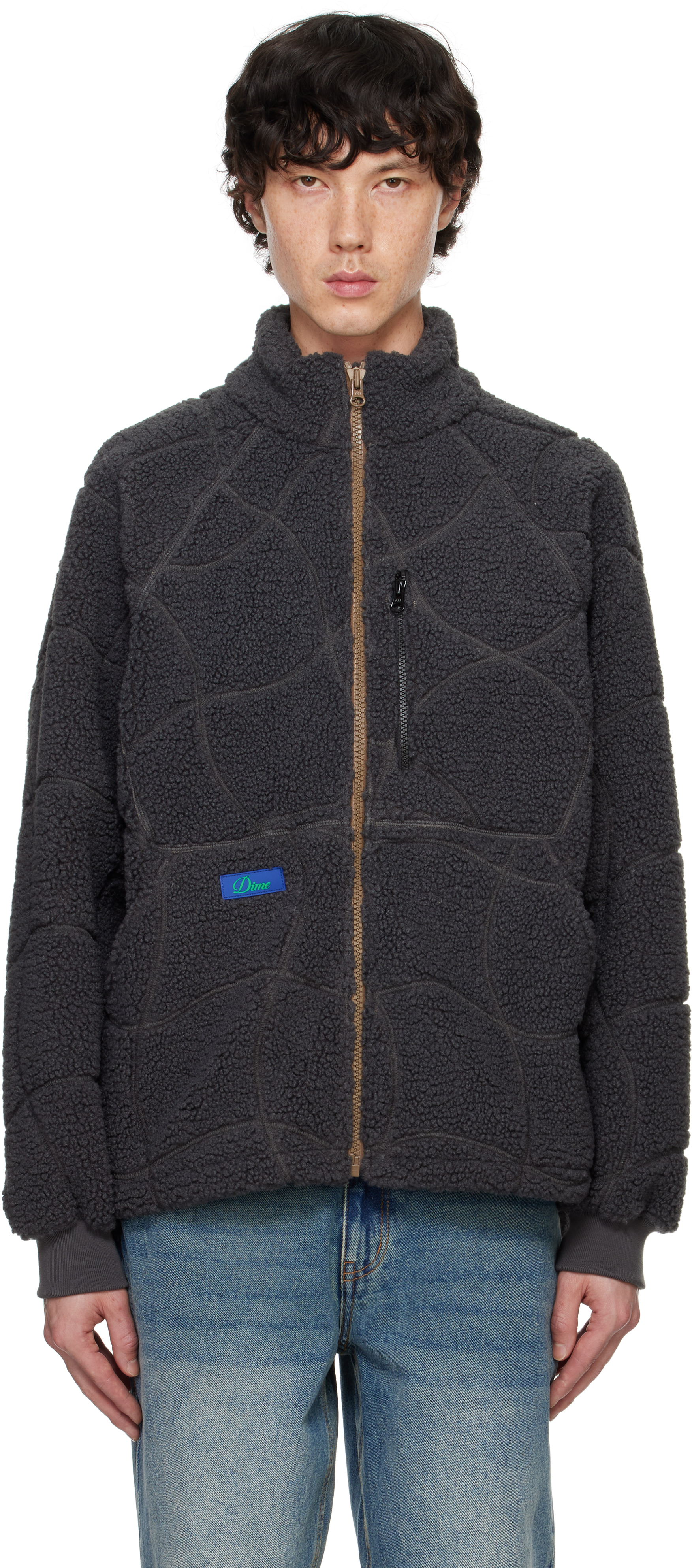 

Куртка серая из флиса Sherpa с плоским стежком Dime, Charcoal
