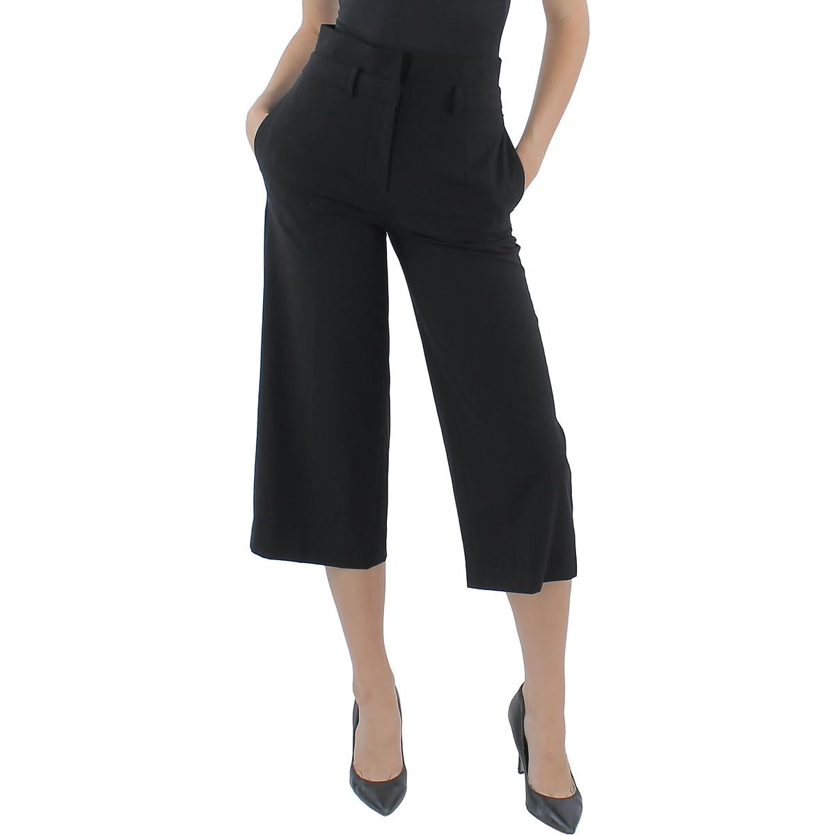 

Женские однотонные укороченные брюки из полиэстера Petites DKNY, черный