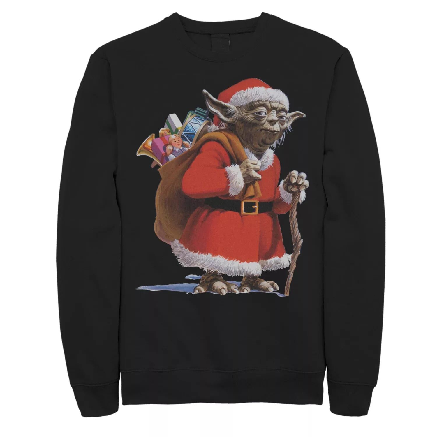 

Мужская флисовая футболка Star Wars Yoda Santa Vintage Licensed Character, черный