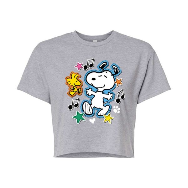 

Футболка с принтом "Арахис" и нашивками Snoopy & Woodstock для подростков Licensed Character, серый