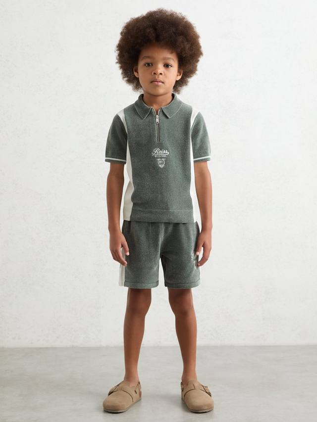 

Детские шорты Trenton Chenille с принтом машинок Reiss, Green/White