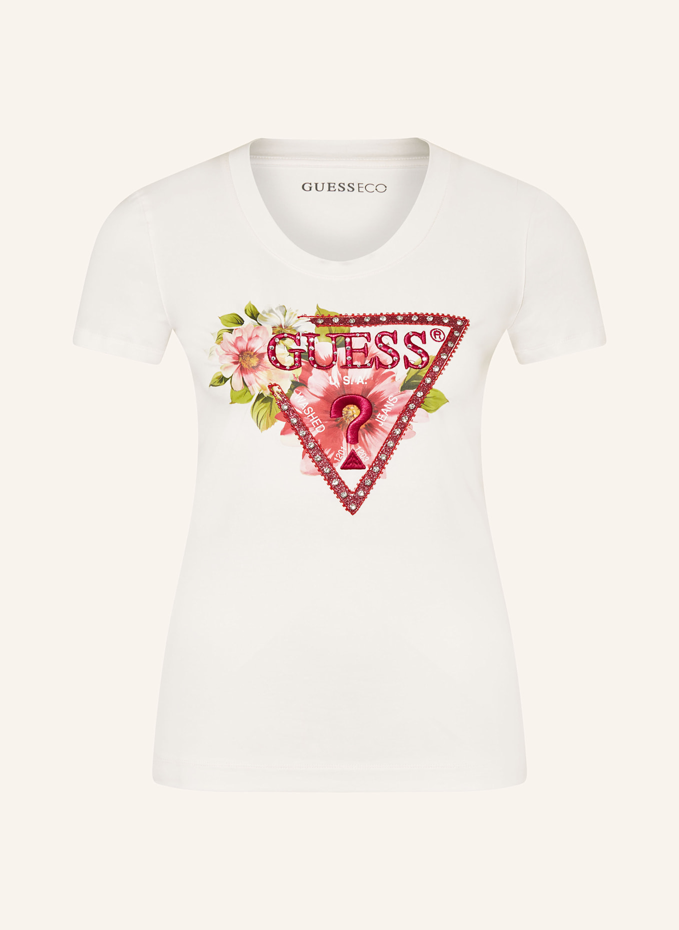 

Футболка с драгоценными камнями Guess, бежевый