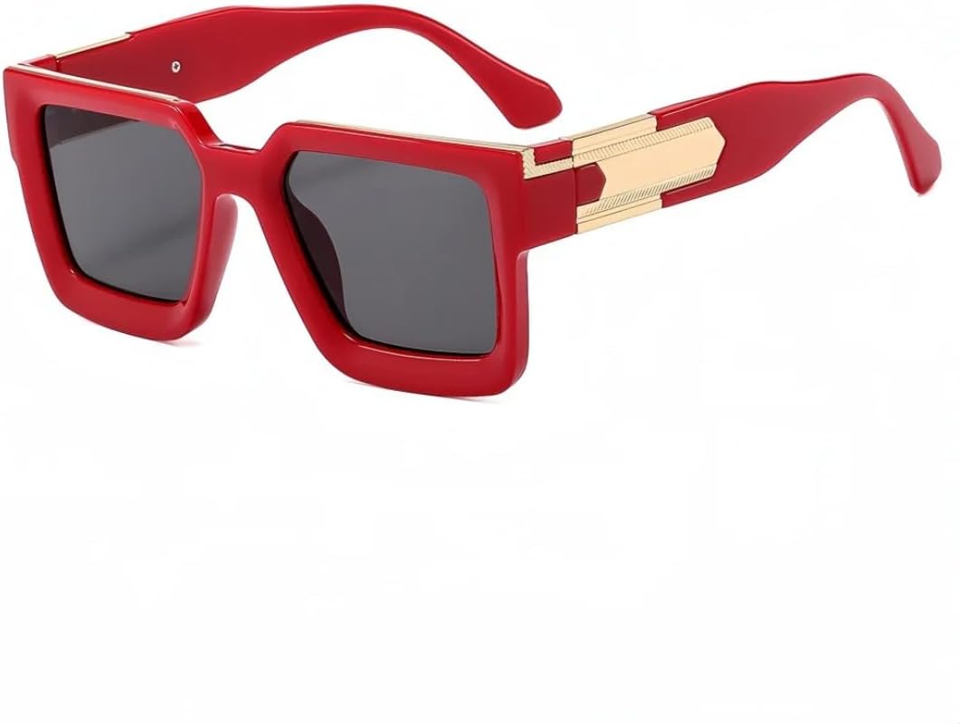 

Ретро-роскошные солнцезащитные очки с большой вогнутой оправой и леопардовым градиентом для женщин и мужчин в стиле панк с защитой от УФ-излучения UV400 VVTWSSW, Red Gray