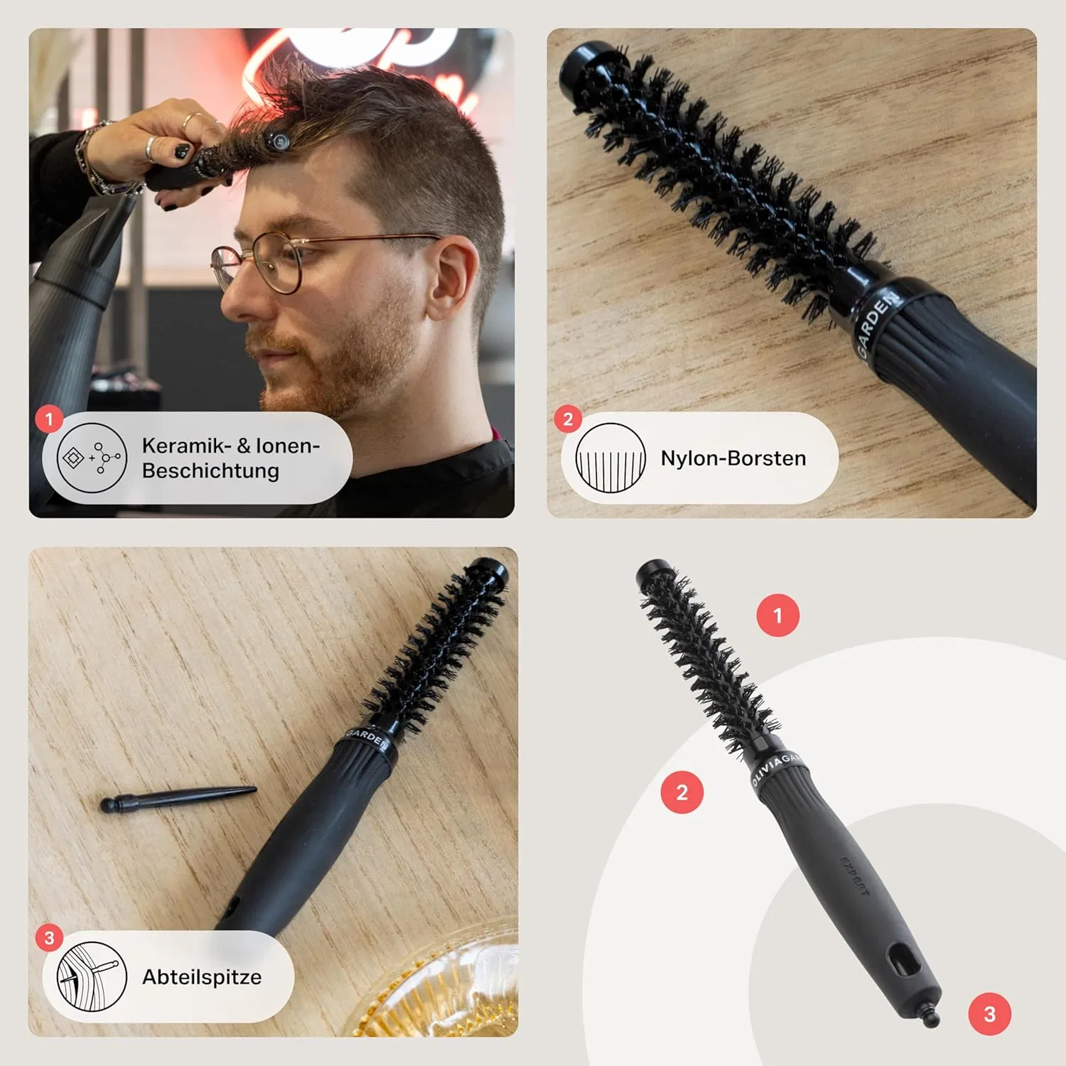 Круглая антистатическая керамическая щетка Olivia Garden Expert Blowout Shine, 15 мм Olivia Garden — фото 4