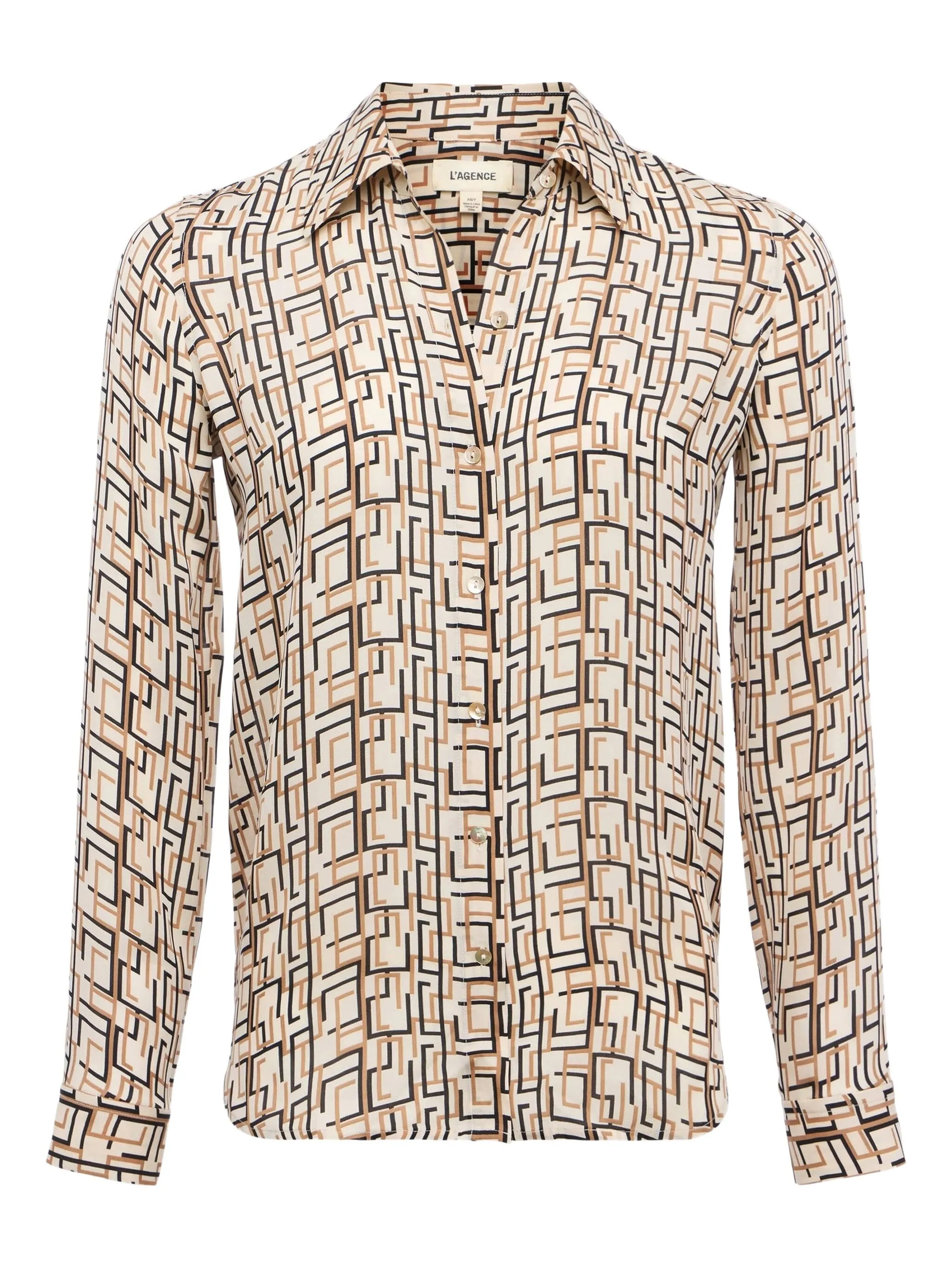 

Рубашка Nina с геометричным принтом L'Agence, бежевый