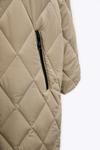 Стеганое пальто с капюшоном ZARA, светлый хаки - фото 13