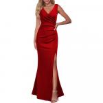 Платье Woosea Sleeveless Split Evening Cocktail Long, красный - фото