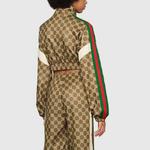 Куртка (WMNS) GUCCI Interlocking G Zipper Jacket 'Olive Green Ivory', зеленый - фото 4