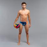 Плавки трусы мужские водное поло - уличный синий WATKO, темно-синий / темно-синий / неоновый кроваво-оранжевый - фото 3