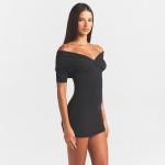 Платье SKIMS Cotton Jersey Wrap Mini, черный - фото 3