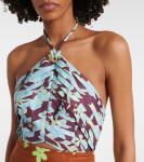 Мини-платье с вырезом халтер и принтом маков Alémais, разноцветный - фото 4