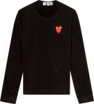 Футболка Comme des Garçons PLAY Double Heart Long-Sleeve T-Shirt 'Black', черный - фото