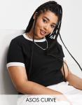 Черная футболка с контрастной отделкой ASOS DESIGN Curve - фото