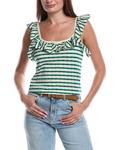 Nation LTD Rosa Полосатый Топ с Оборочками, зеленый - фото