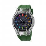 Часы Casio G-Shock Analog-Digital 2100 Series, арт. GA-2100-1A1, зеленый/прозрачный/черно-радужный - фото