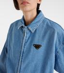 Джинсовая куртка с логотипом Prada, Sky - фото 4