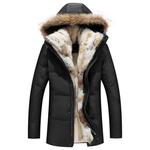 Куртка Flygo Winter Warm Thicken Fur Collar Hooded Fleece Lined Down, черный - фото