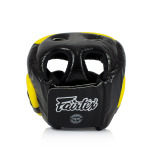 Защитный шлем для спарринга Fairtex Diagonal Vision, Full Head Coverage, размер L, черный/желтый - фото 4