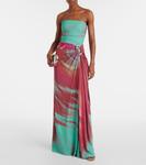 Длинное платье макси из джерси с принтом Emma Simkhai, Mint - фото 2