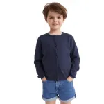 Кардиган H&M Cotton Fine Knit, темно-синий - фото 3