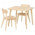 Стол и 2 стула LISABO/LISABO IKEA, 88 см, цвет ash veneer/ash veneer - фото