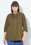Блуза Ulla Popken Button-down blouse, Oliv/Olive - фото