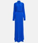 Шелковое платье макси COSTARELLOS, синий - фото