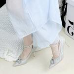 Ainer-cat Ainer cat Slim Heel High Heels 8cm Women's Silver - фото 9