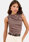 Топ Lipsy BUTTON DRAPE DETAIL SLEEVELESS, Mocha Brown/Beige - фото