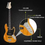 Желтая электрогитара Glarry GJazz бас - фото 7