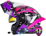 Шлем мотоциклетный Dirertys Bluetooth, фиолетовый / розовый - фото