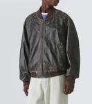 Куртка-бомбер из потертой кожи Acne Studios, черный - фото 3