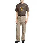 Футболка Lv Washed Embellished Cotton LOUIS VUITTON, коричневый - фото 4