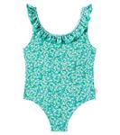 Купальник с рюшами в цветочном саду Tinycottons, Emerald - фото