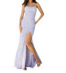 Облегающее платье с блестками и лямками в неоновом сиреневом цвете Primavera - фото