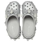Серебряные женские кроксы Siren Clog Simone Rocha с шипами - фото 5