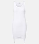 Мини-платье из хлопкового джерси в рубчик Jean Paul Gaultier, белый - фото