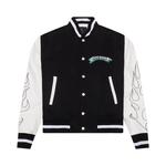 Куртка Givenchy Varsity Wool & Grained Leather, Black/White - фото