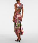 Платье макси из атласа с принтом Etro, Bianco - фото 3