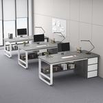 Стол 140 см Chuzhe Office Desk, простой современный комплект стола и стула, рабочий стол для сотрудников, офисный стол для дома, компьютерный стол в спальне [высокий комплект стола и стула] 3 ящика + основание для хранения + Morandi Gray - фото 2