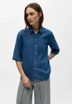 Блузка с пуговицами (objframe) Object, Medium Blue Denim - фото
