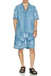 Laser Denim Holiday Print Шорты Versace, Washed Medium Blue - фото
