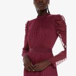 Платье миди Dobby в горошек Whistles, бордовый - фото 3