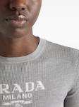 Футболка Prada ribbed-knit top, серый - фото 6